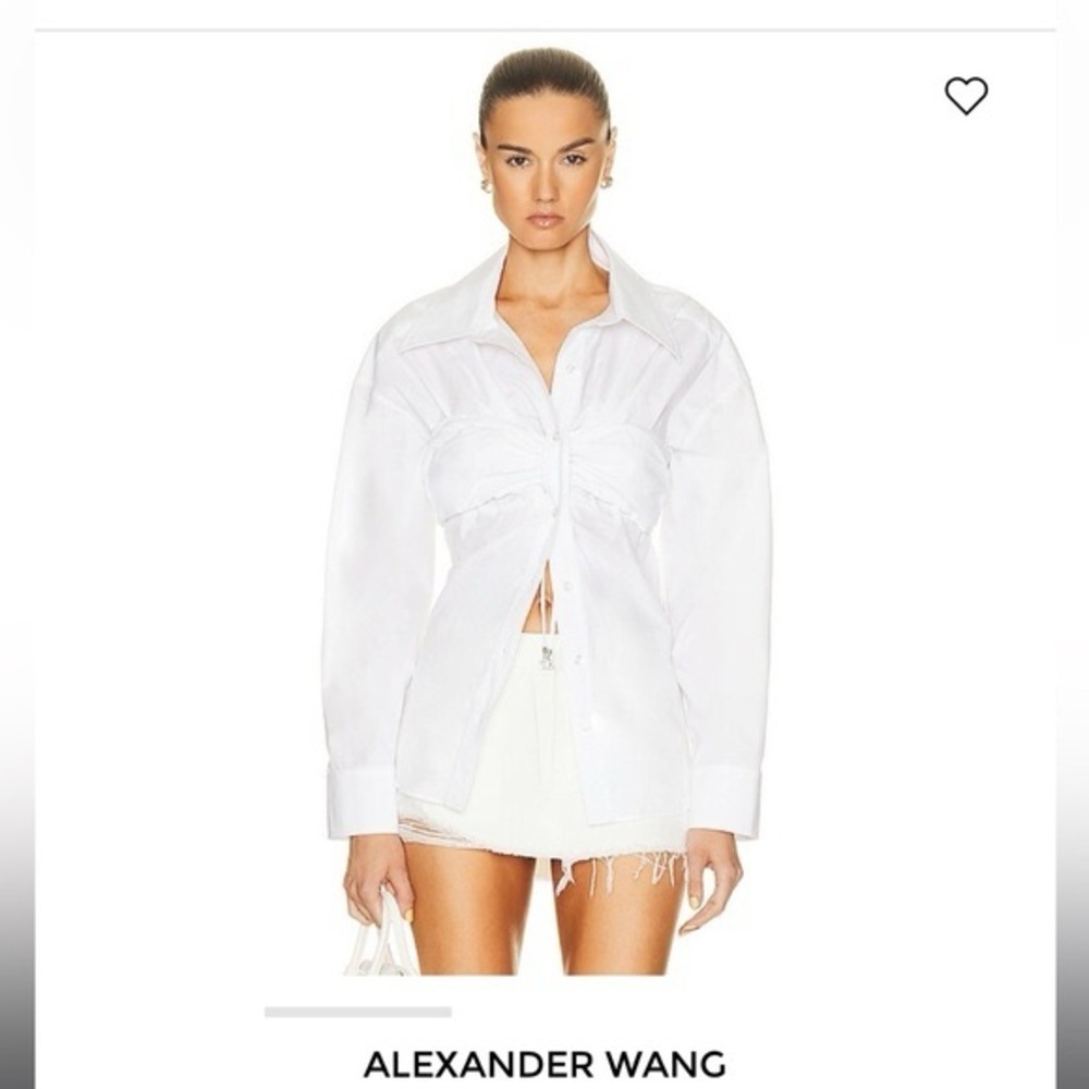NWT Alexander Wang ruched bandeau overlay open front shirt (T2) - Picture 2 of 8